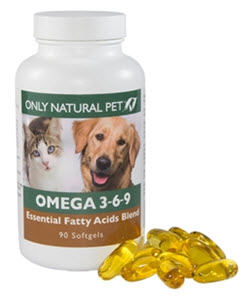 Essential Fatty Acids, Omega 3,6,9 available from www.carolesdoggieworld.com - an advanced multi-fatty acid supplement for dogs in soft gel capsules with a blend of natural fish, borage, and flaxseed oils.